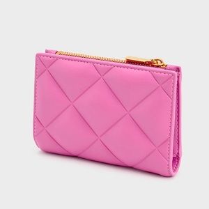 Charles & Keith - Quilted Card Holder Wallet - Pink